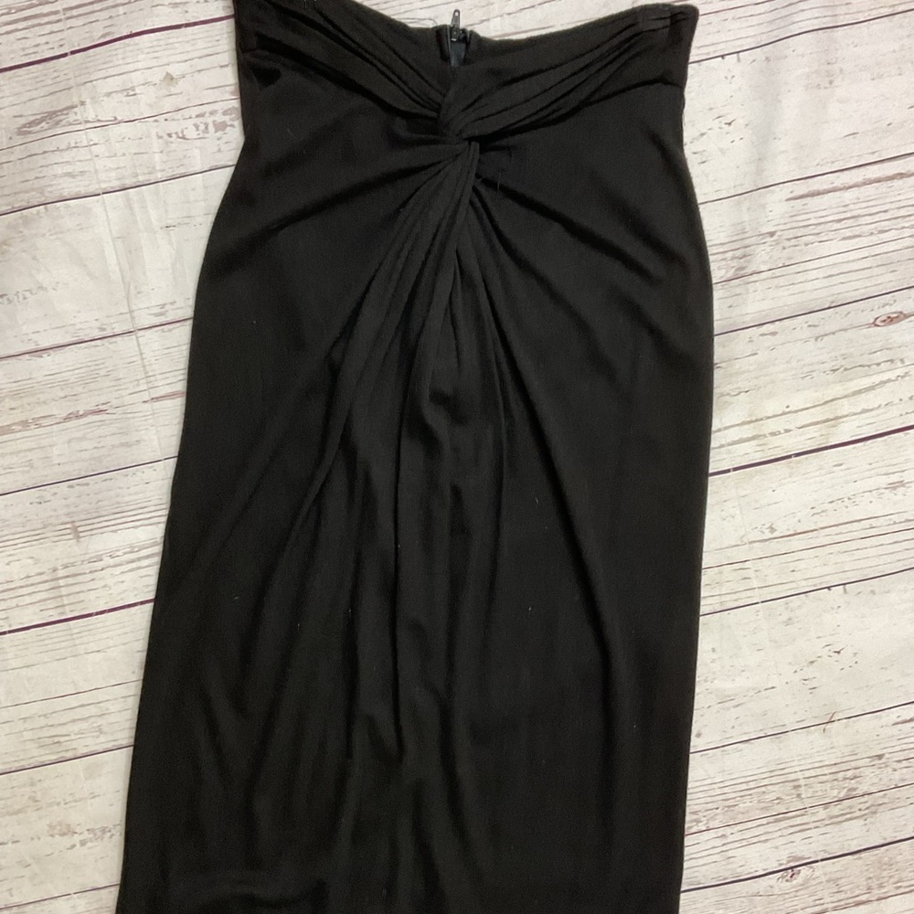 Vintage Melrose 5/6 (24”) Black Ruched Tie Front‎ Midi Pencil Skirt USA Made